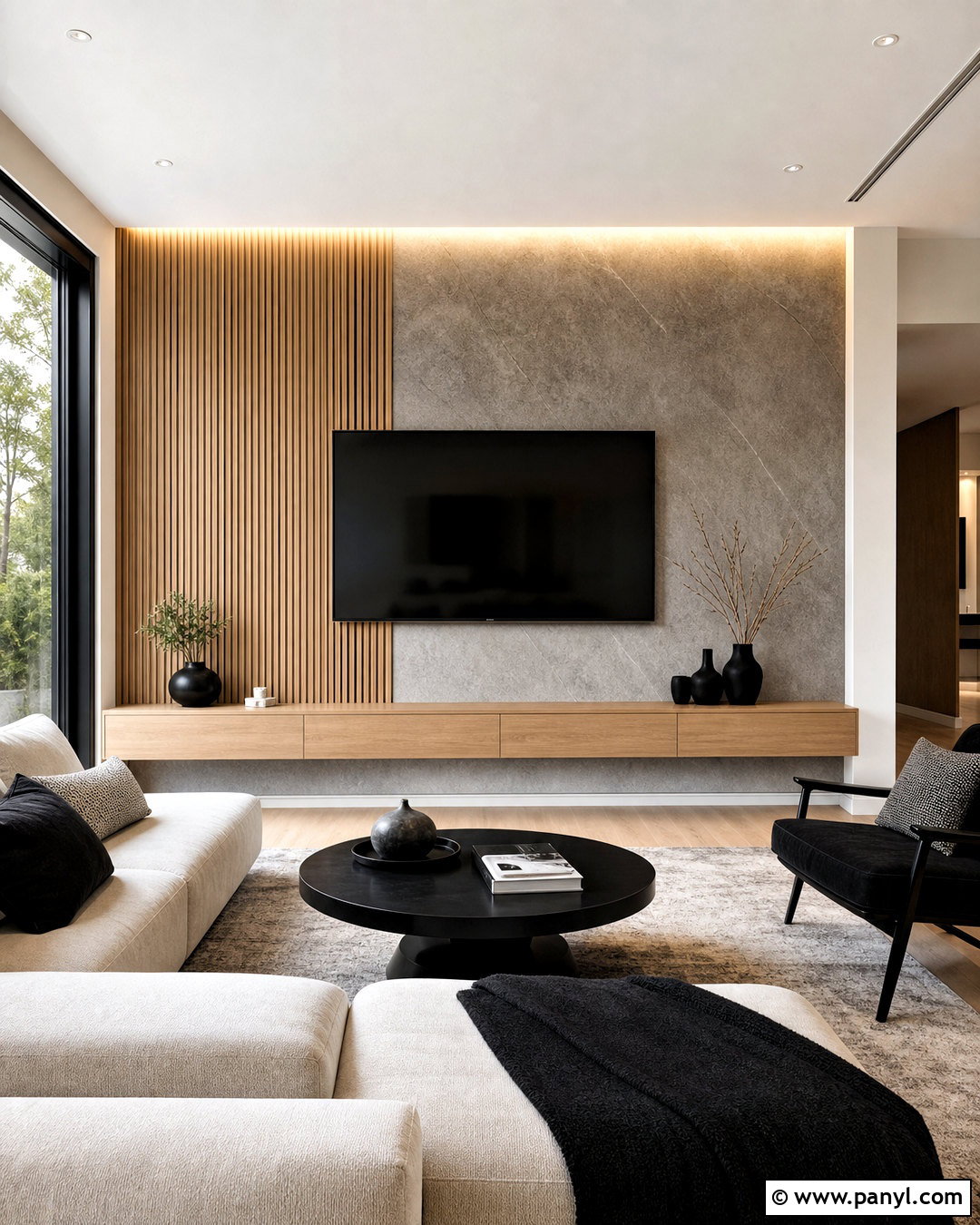 Wood And Stone TV Accent Wall - 20 behind tv accent wall ideas