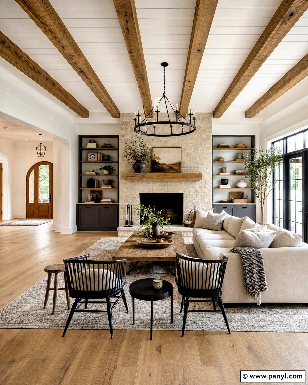 Wood Beam Striped Ceiling - 20 striped ceiling ideas