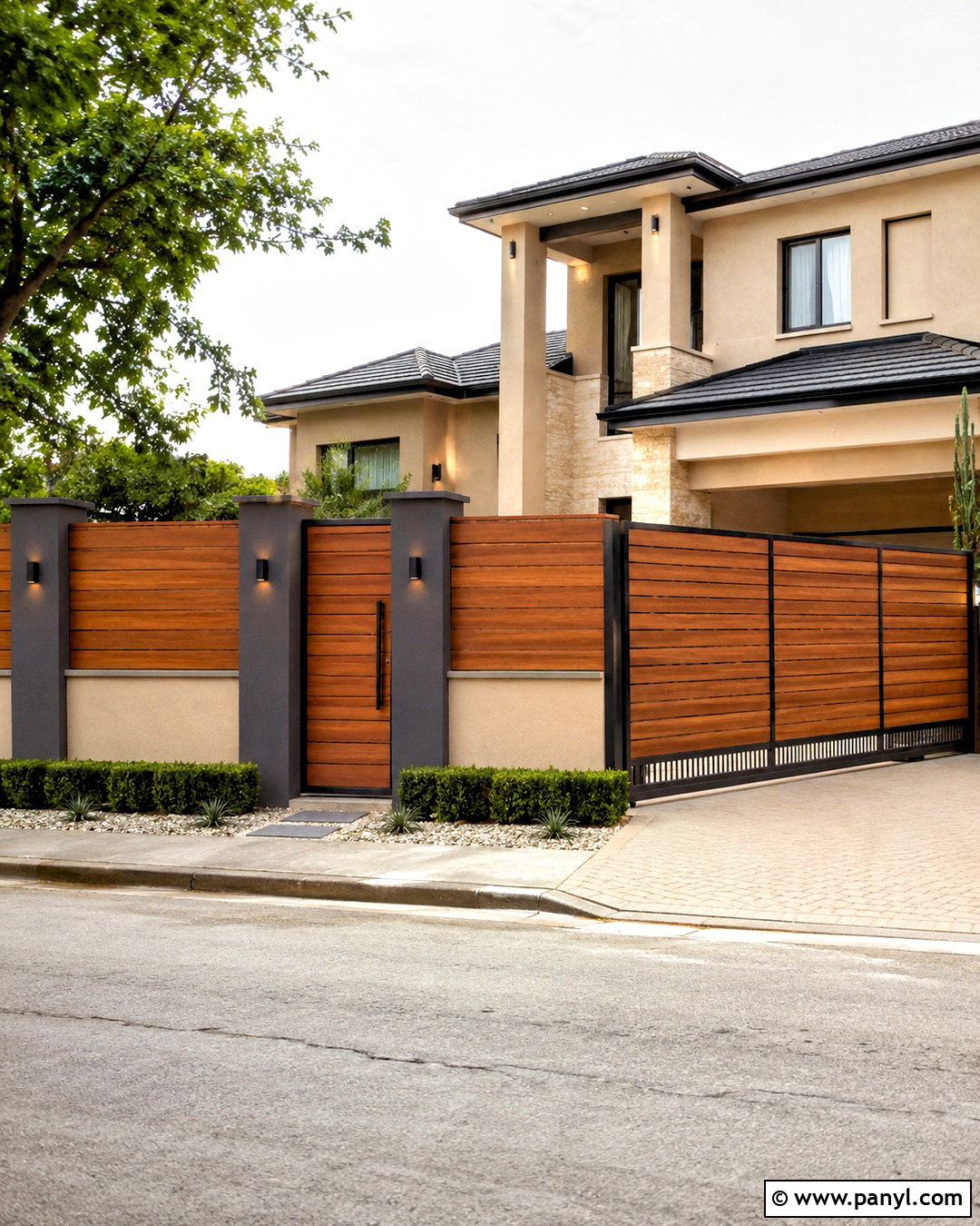 Wood Finish Compound Wall - 20 compound wall design exterior modern simple ideas