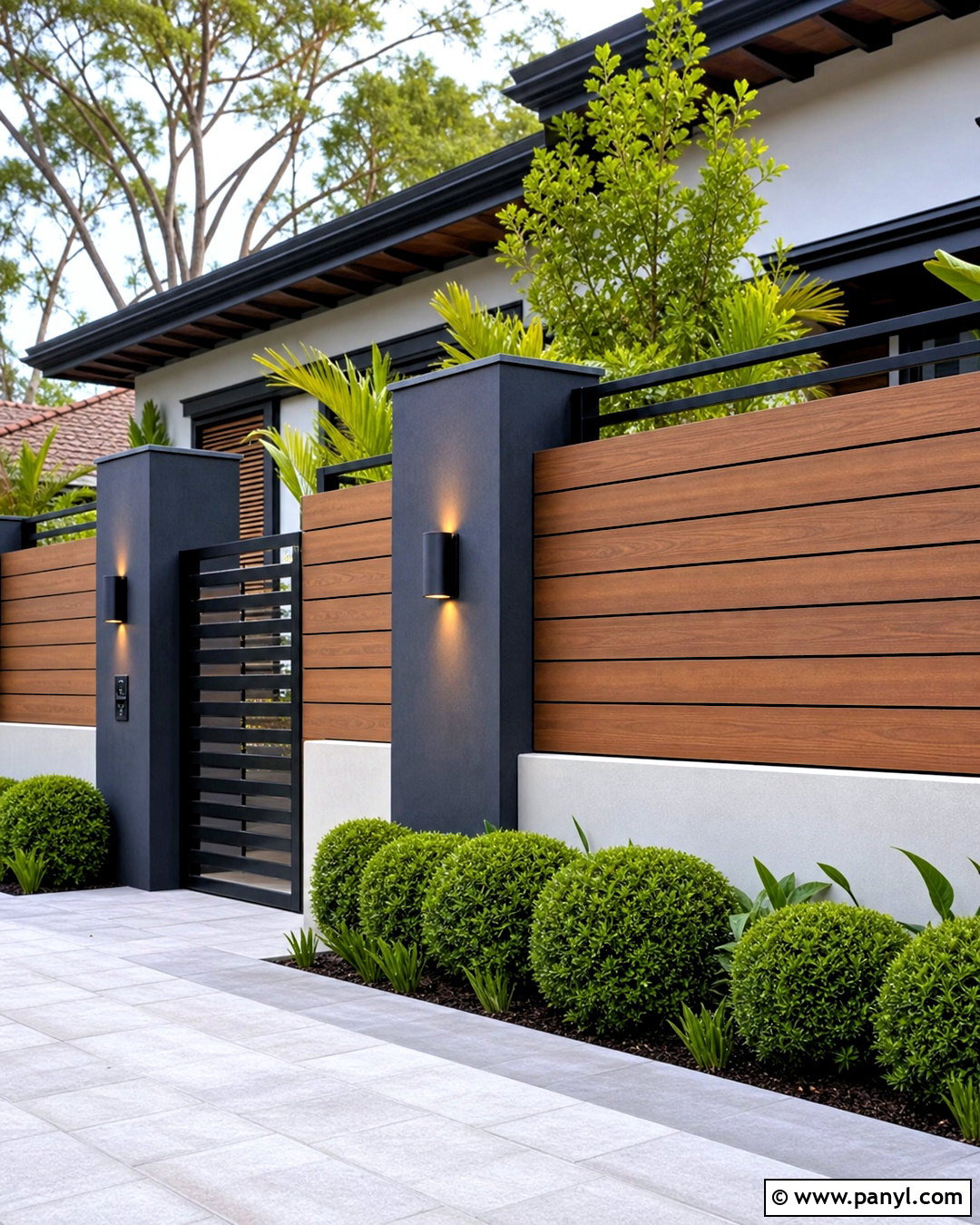 Wood Look Compound Wall - 20 simple compound wall design ideas