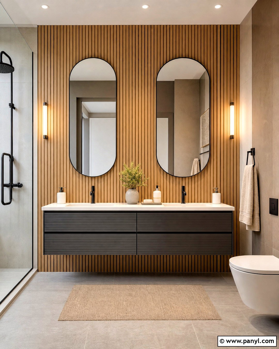 Wood Look Fluted Bathroom Wall - 20 bathroom statement wall ideas