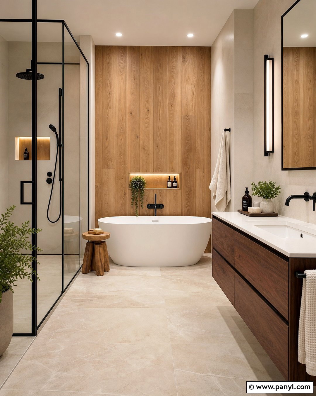 Wood Look Tile Bathroom Accent Wall - 20 Bathroom Accent Wall Ideas
