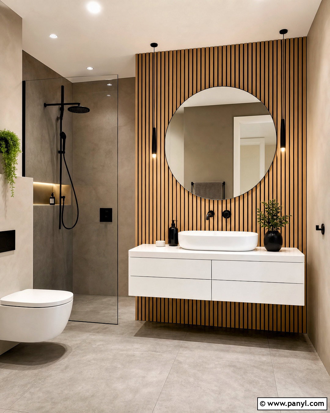Wood Slat Bathroom Feature Wall - 20 bathroom feature wall ideas