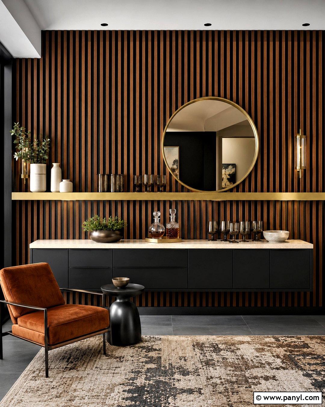 Wood Slat Cocktail Wall - 20 cocktail wall ideas
