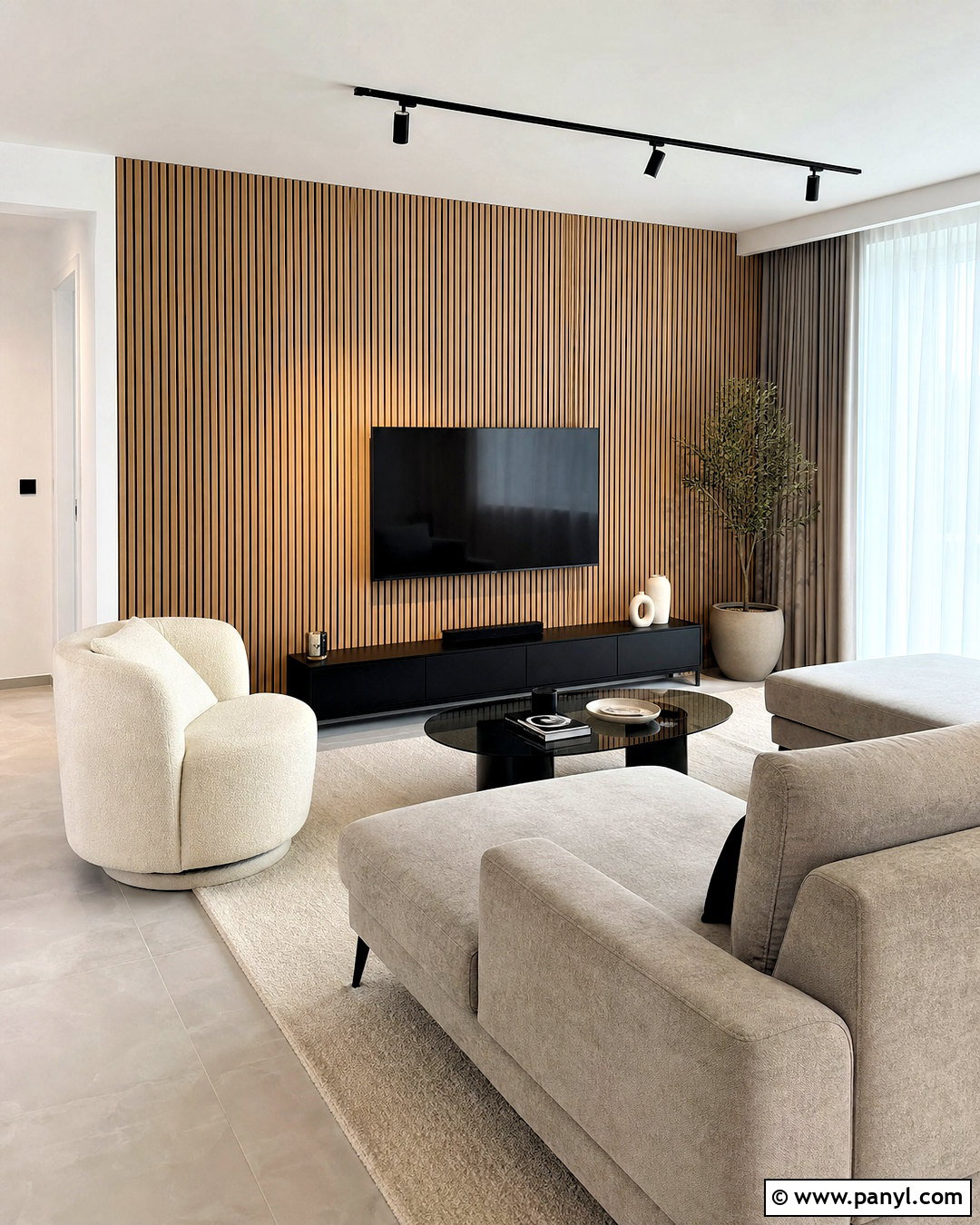 Wood Slat Effect Living Room Wallpaper - 20 wallpaper for living room modern ideas