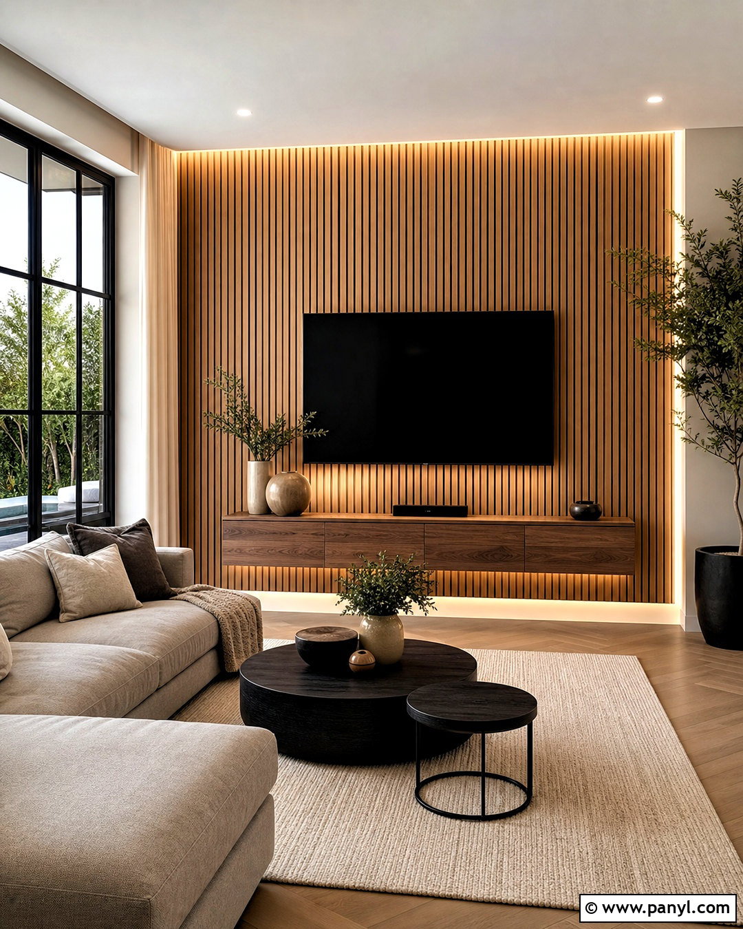 Wood Slat Effect TV Wall Wallpaper - 20 tv wall wallpaper ideas