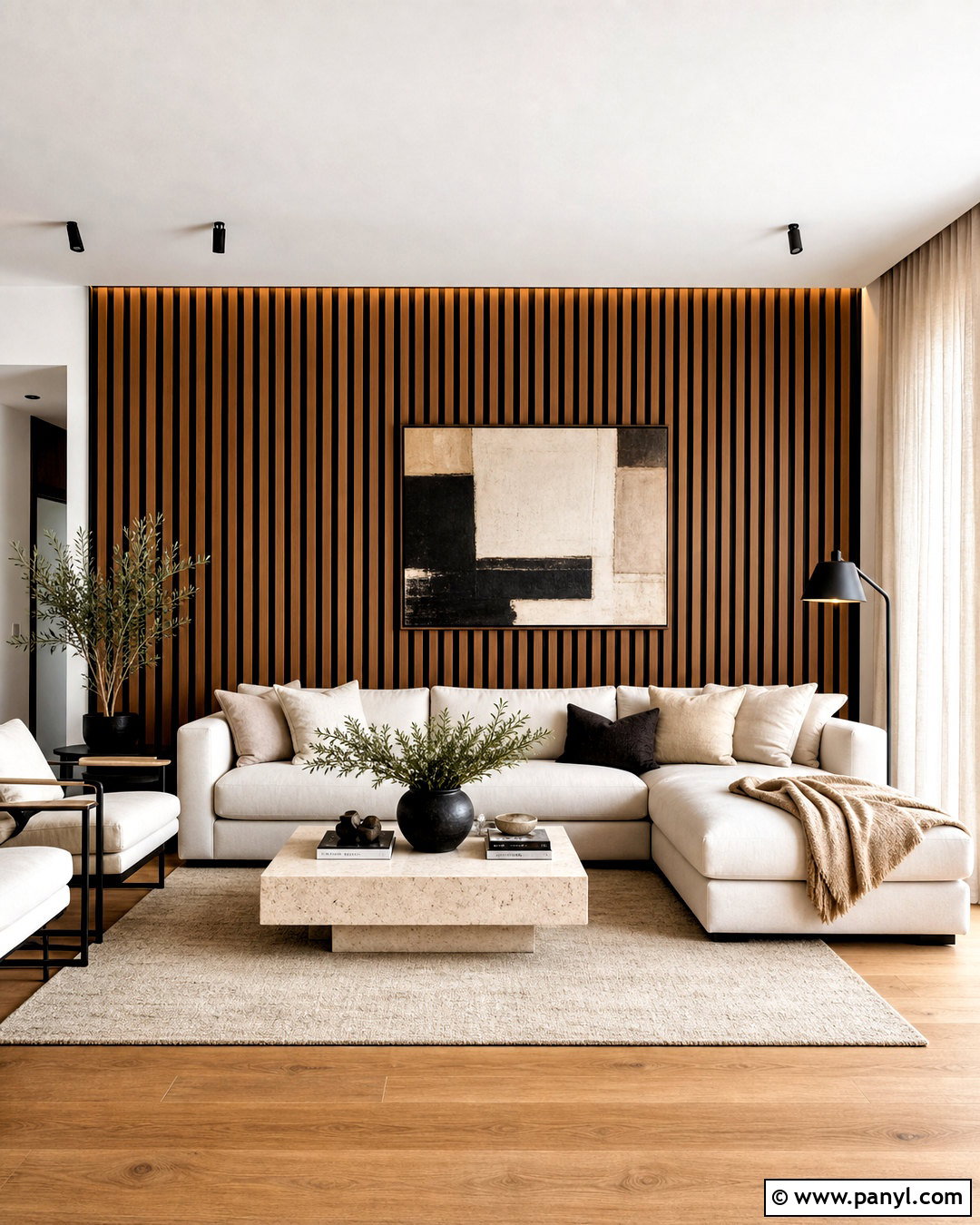 Wood Slat Feature Wall - 20 modern feature wall ideas