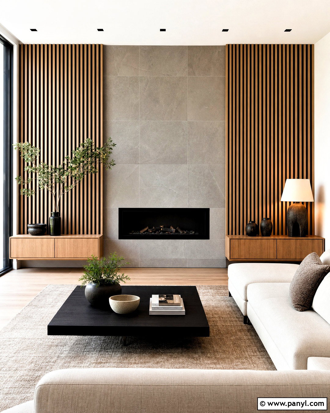 Wood Slat Fireplace Side Walls - 20 fireplace side wall ideas