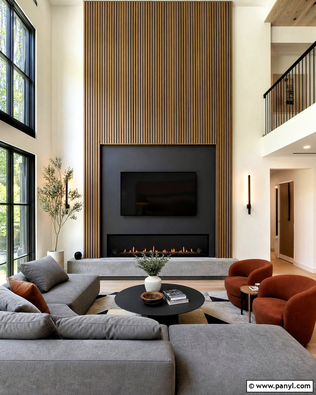 Wood Slat Fireplace Wall - 20 tall fireplace wall high ceilings