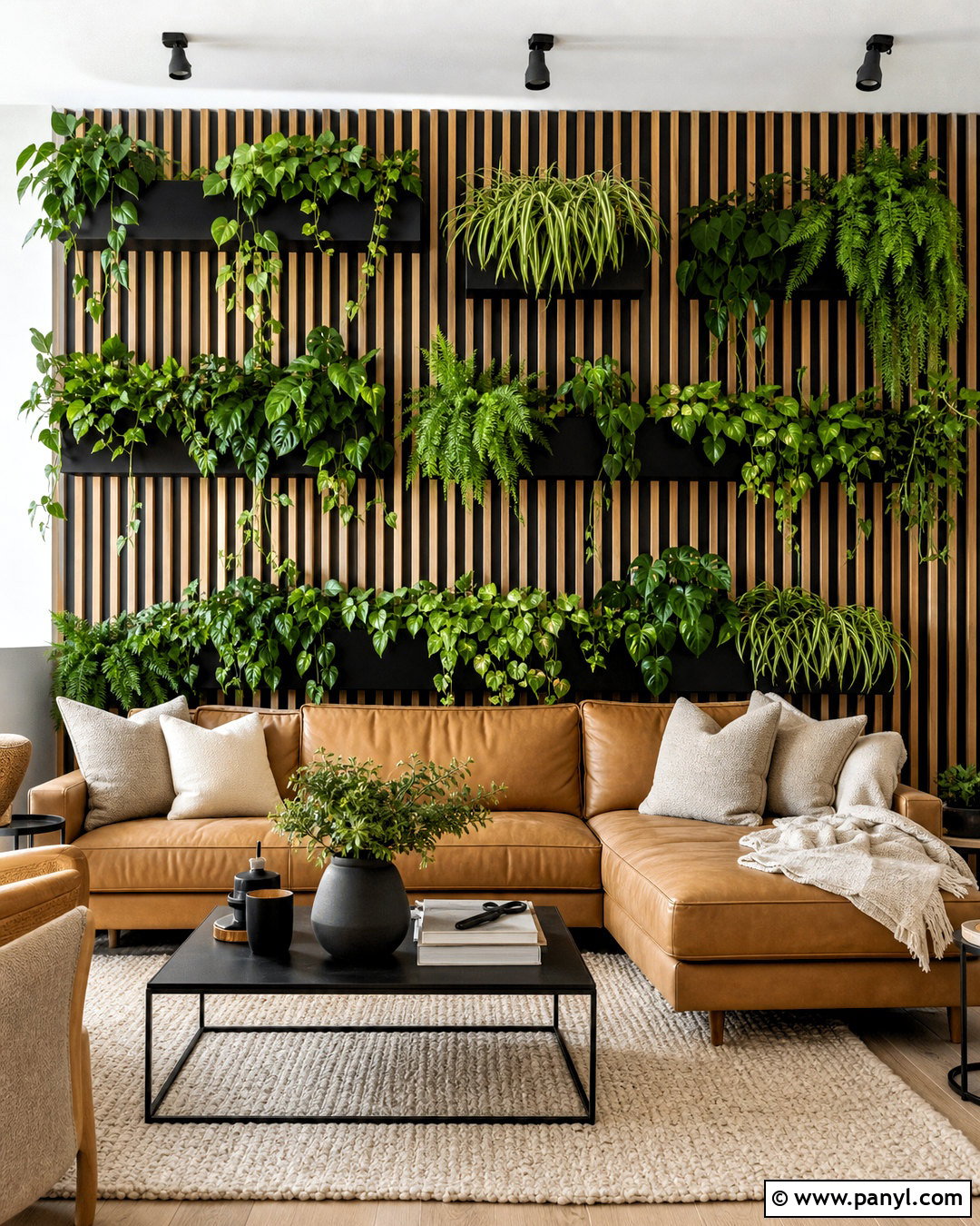Wood Slat Green Wall - 20 indoor green wall design ideas