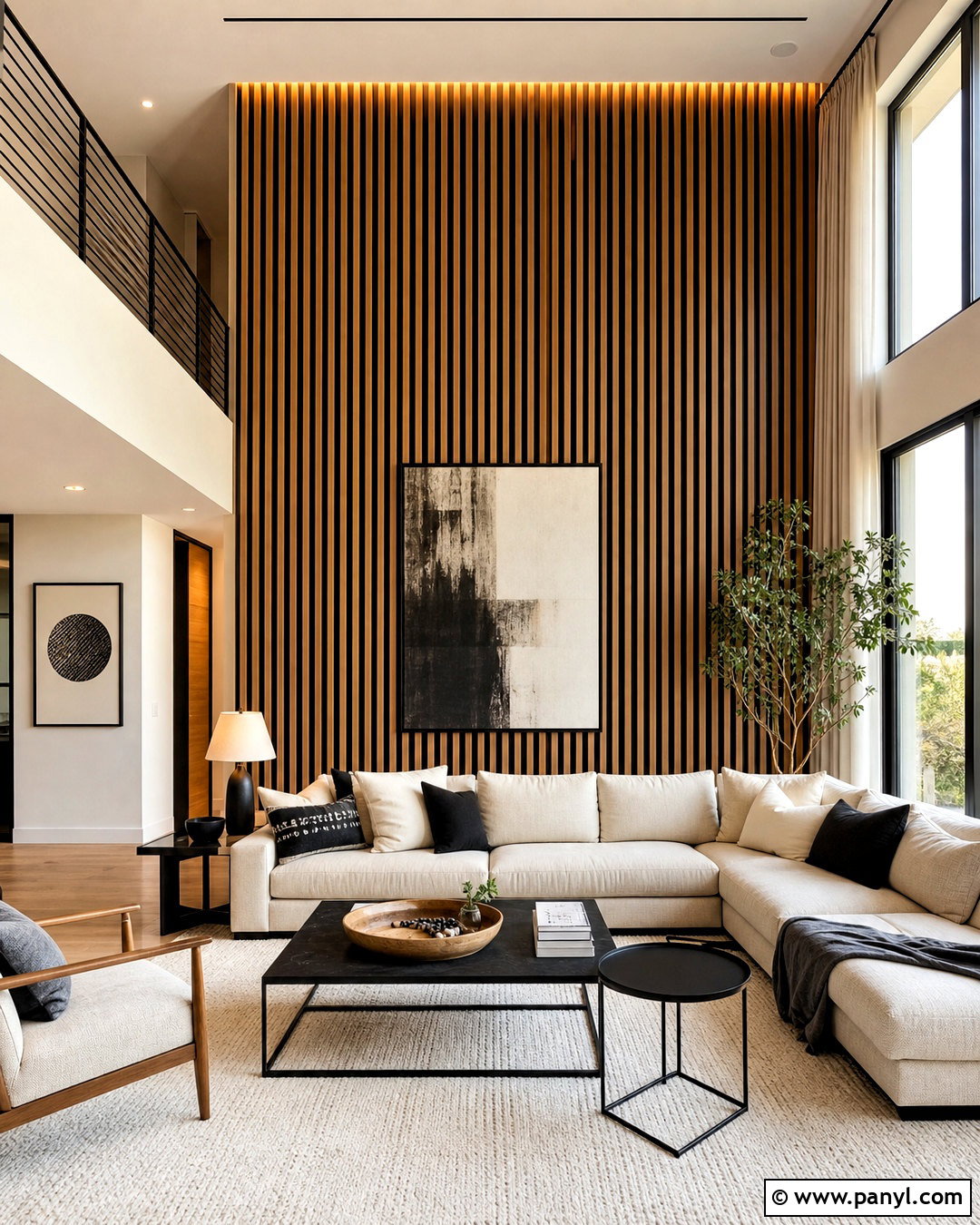 Wood Slat High Ceiling Wall - 20 high ceiling wall design ideas