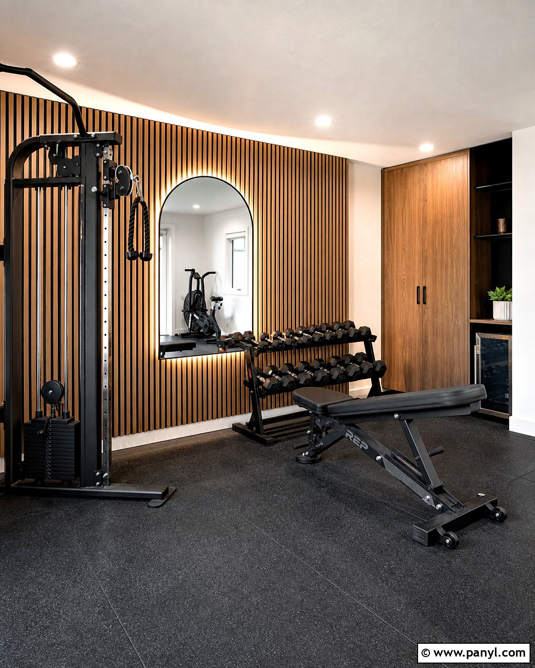 Wood Slat Home Gym Accent Wall - 20 home gym accent wall ideas