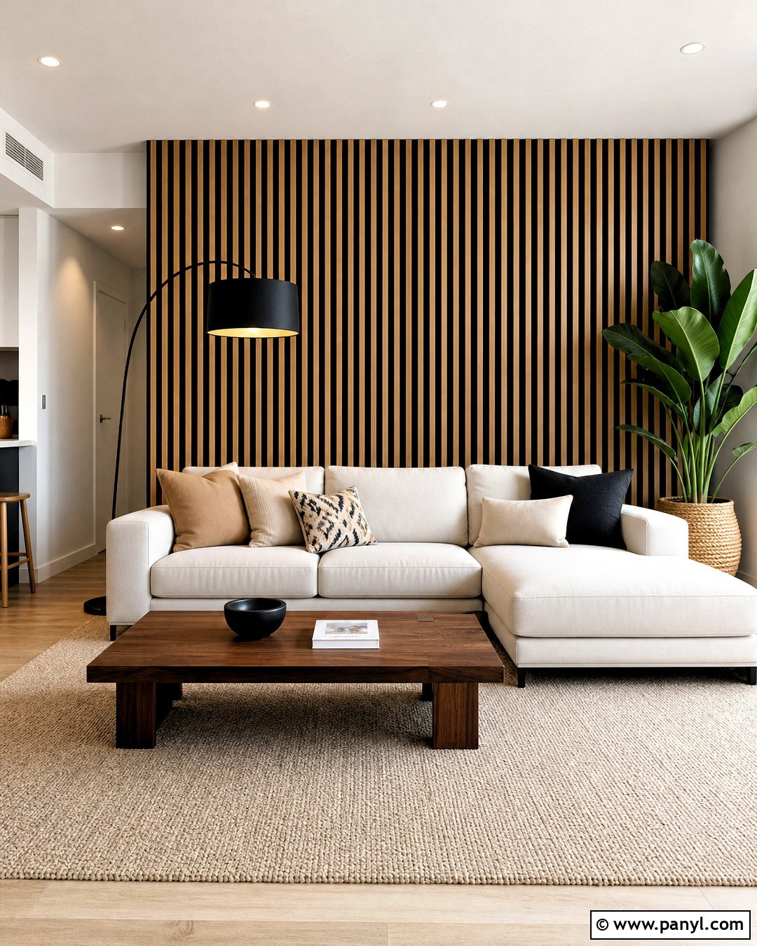 Wood Slat Living Room Accent Wall - 20 apartment accent wall ideas