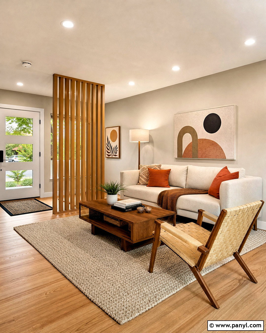 Wood Slat Living Room Partition - 20 living room partition ideas