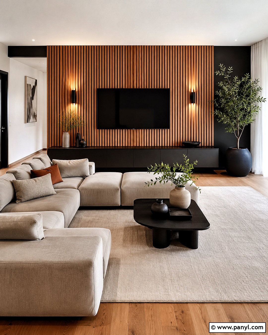Wood Slat Living Room Wall - 20 latest wall designs for living room ideas