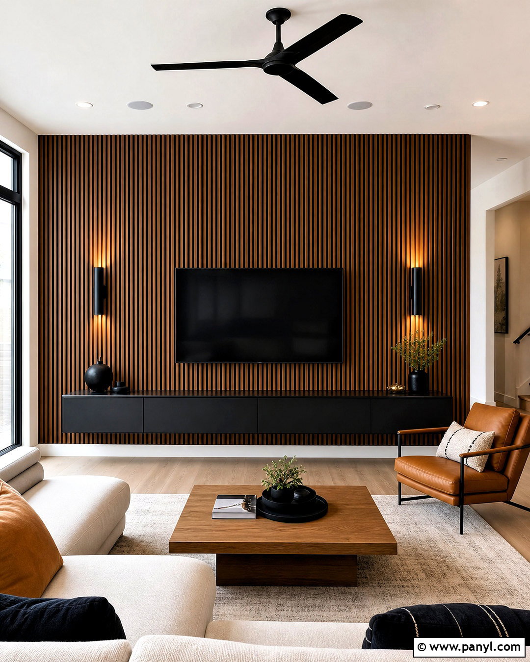 Wood Slat TV Back Wall - 20 tv back wall ideas