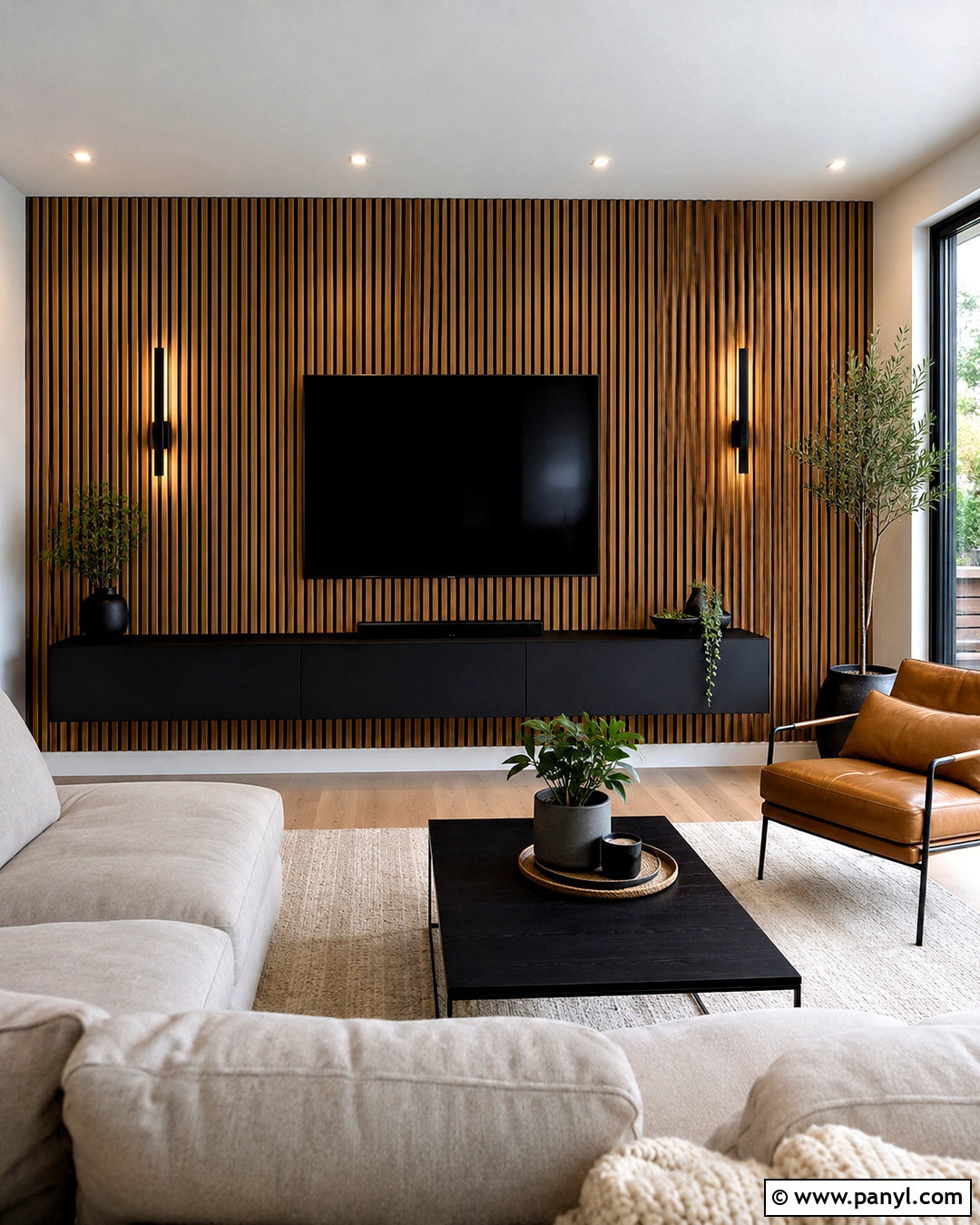 Wood Slat TV Wall - 20 living room inspiration tv wall ideas