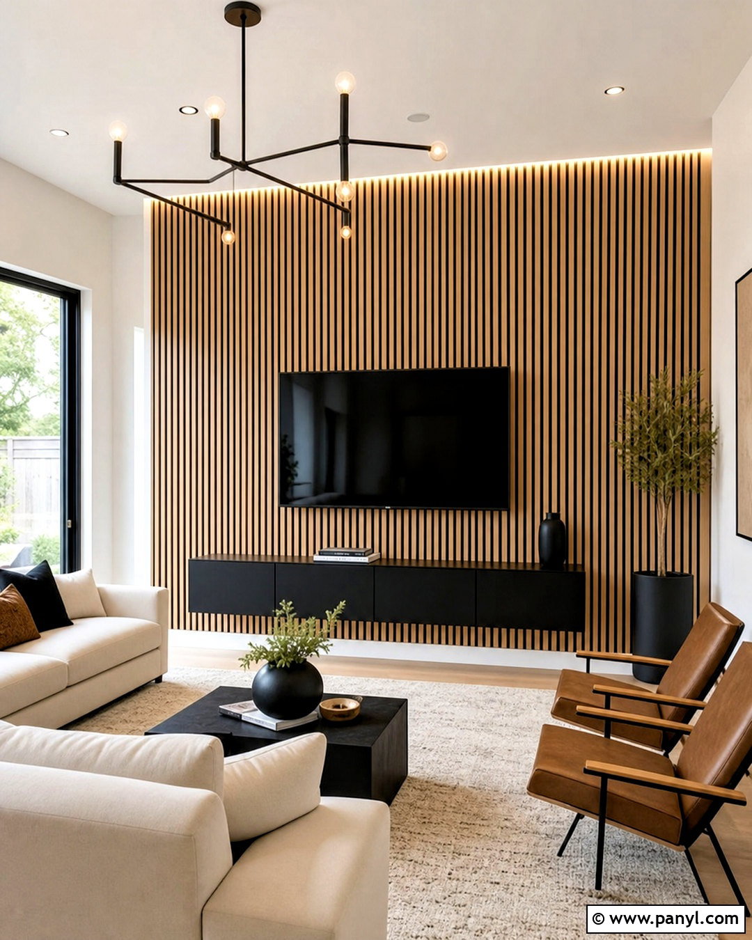 Wood Slat TV Wall - 20 simple tv wall design ideas