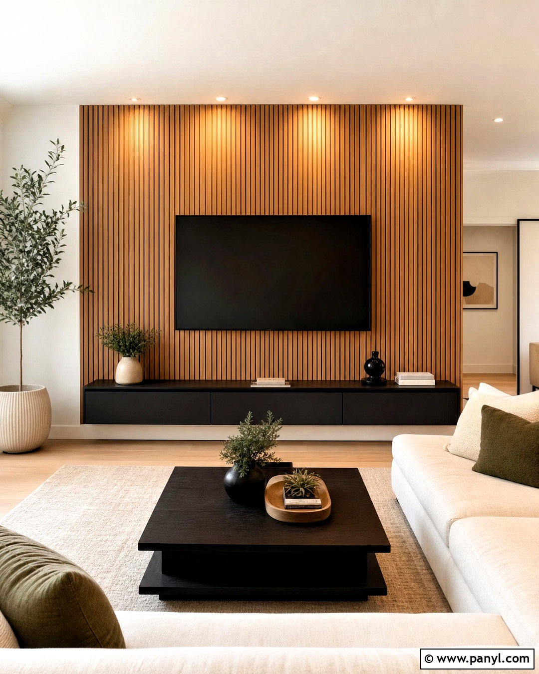 Wood Slat TV Wall - 20 tv wall decor ideas