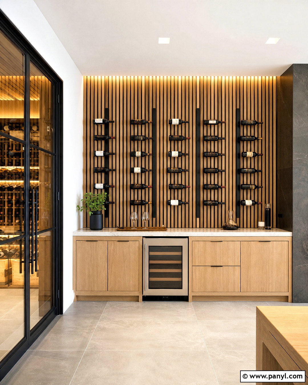 Wood Slat Wine Cellar Wall - 20 wine cellar wall ideas
