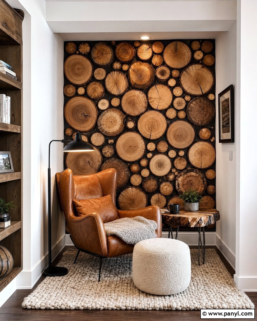Wood Slice Rustic Accent Wall - 30 Rustic Accent Wall Ideas
