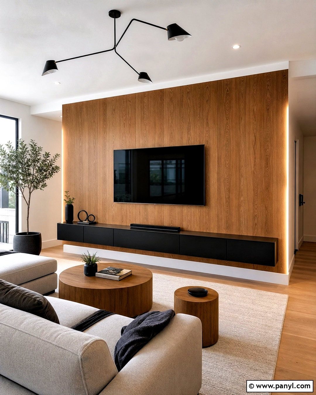 Wood TV Wall With Hidden Cables - 20 wood behind tv on wall ideas