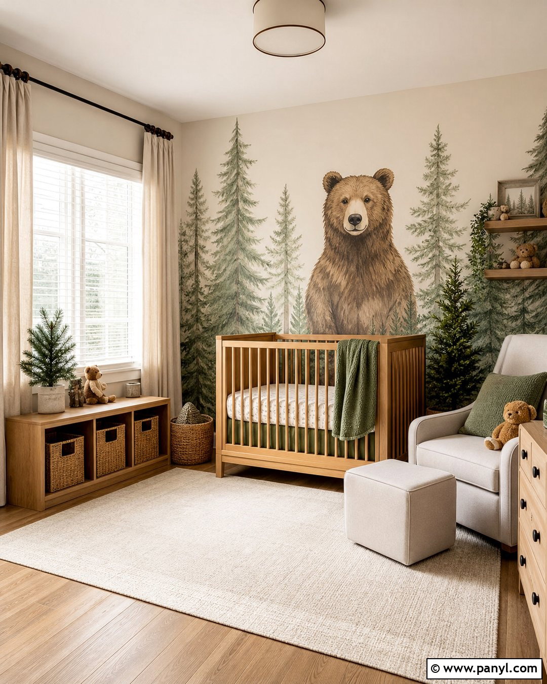 Woodland Bear Wall Mural - 20 Bear Wall Paint Ideas