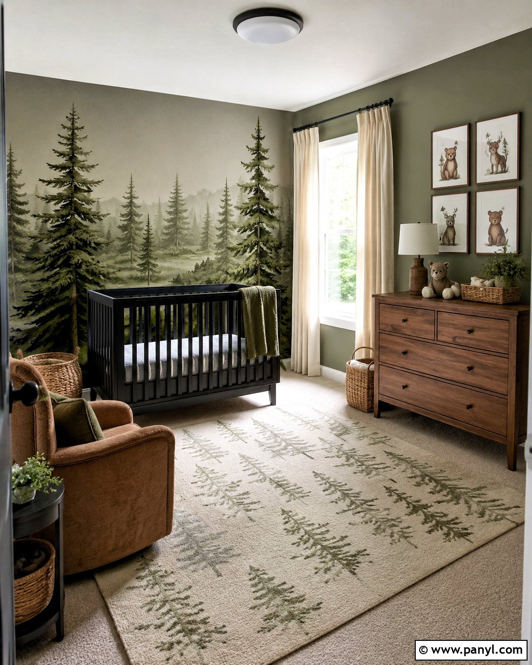 Woodland Black Crib Nursery - 20 black crib nursery ideas