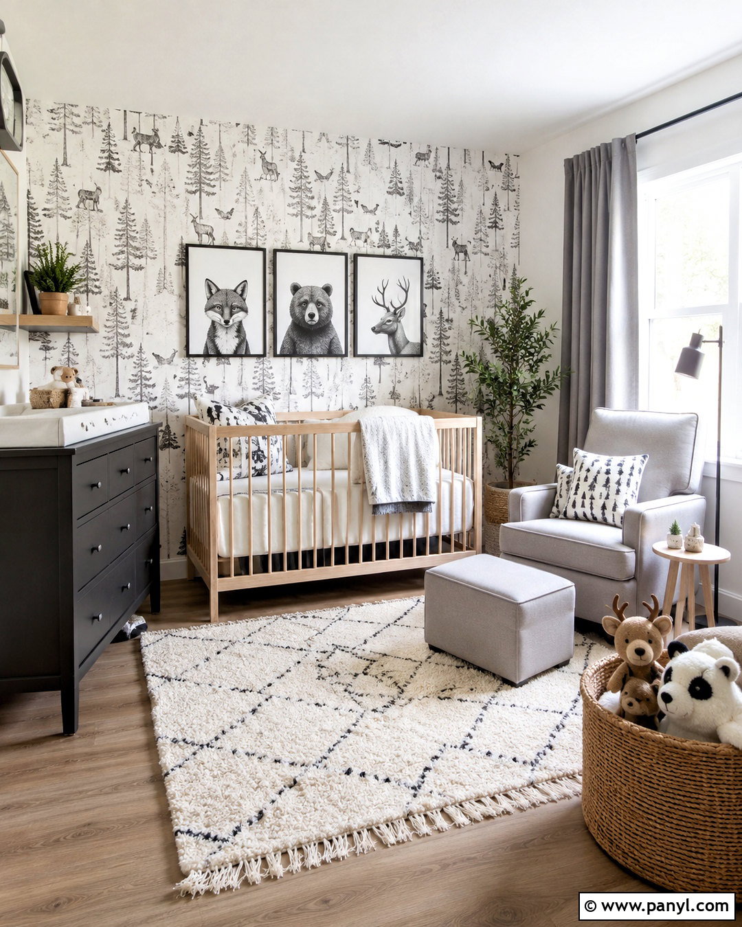 Woodland Monochrome Nursery - 20 monochrome nursery ideas