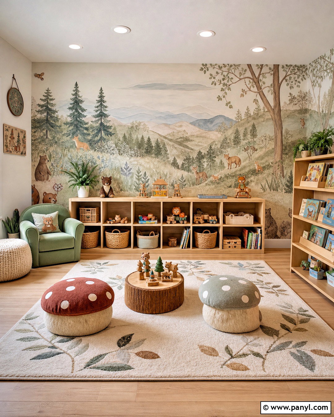 Woodland Playroom Mural - 20 kids playroom paint ideas