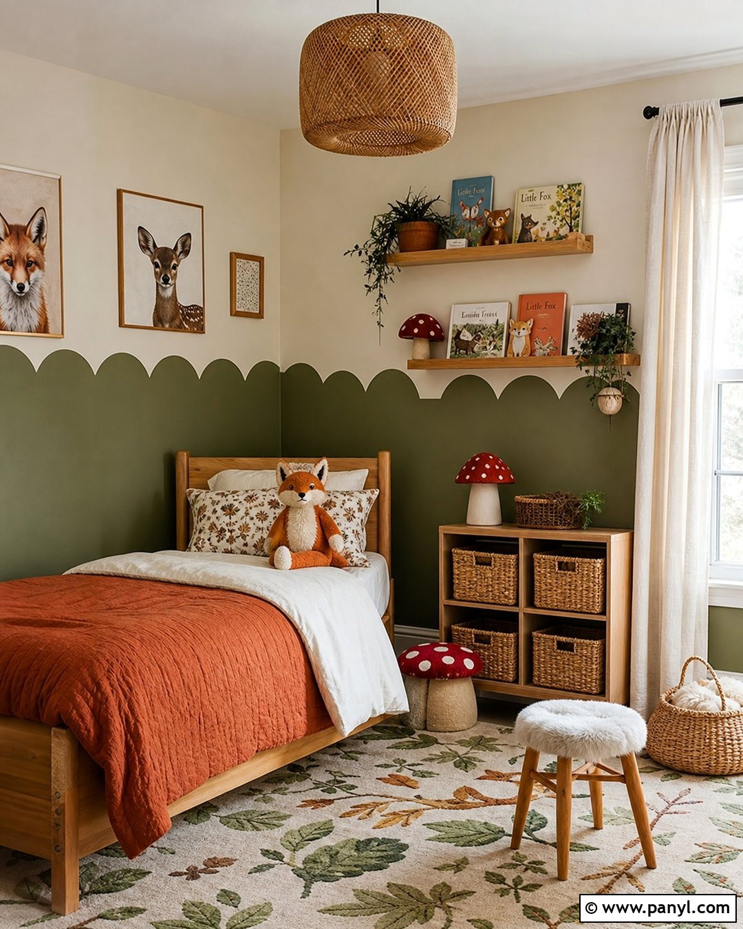 Woodland Scalloped Wall - 25 Scalloped Painted Wall Girls Room Ideas