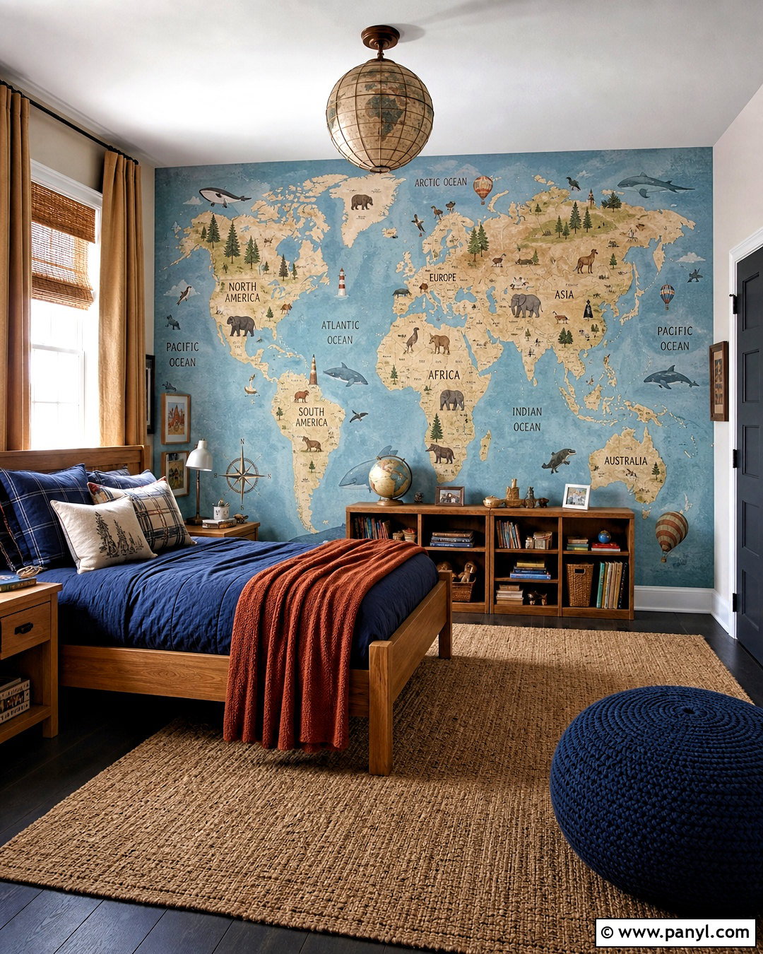 World Map Kids Room Accent Wall - 20 accent wall kids room ideas