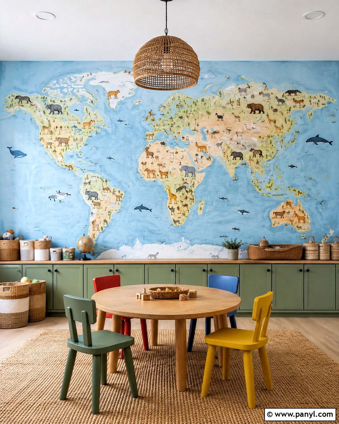 World Map Playroom Accent Wall - 20 playroom accent wall ideas
