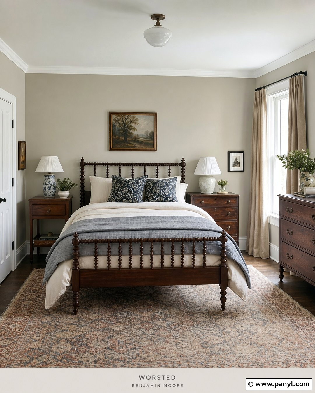 Worsted Guest Room With Vintage Furniture - 25 worsted farrow and ball ideas