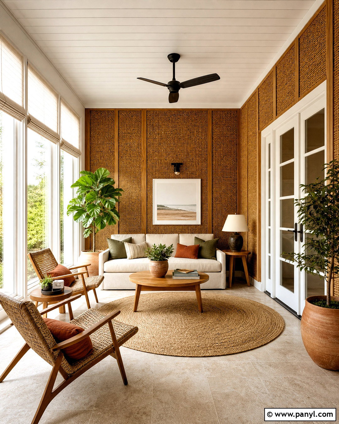 Woven Brown Sunroom Wall - 20 brown wall texture ideas