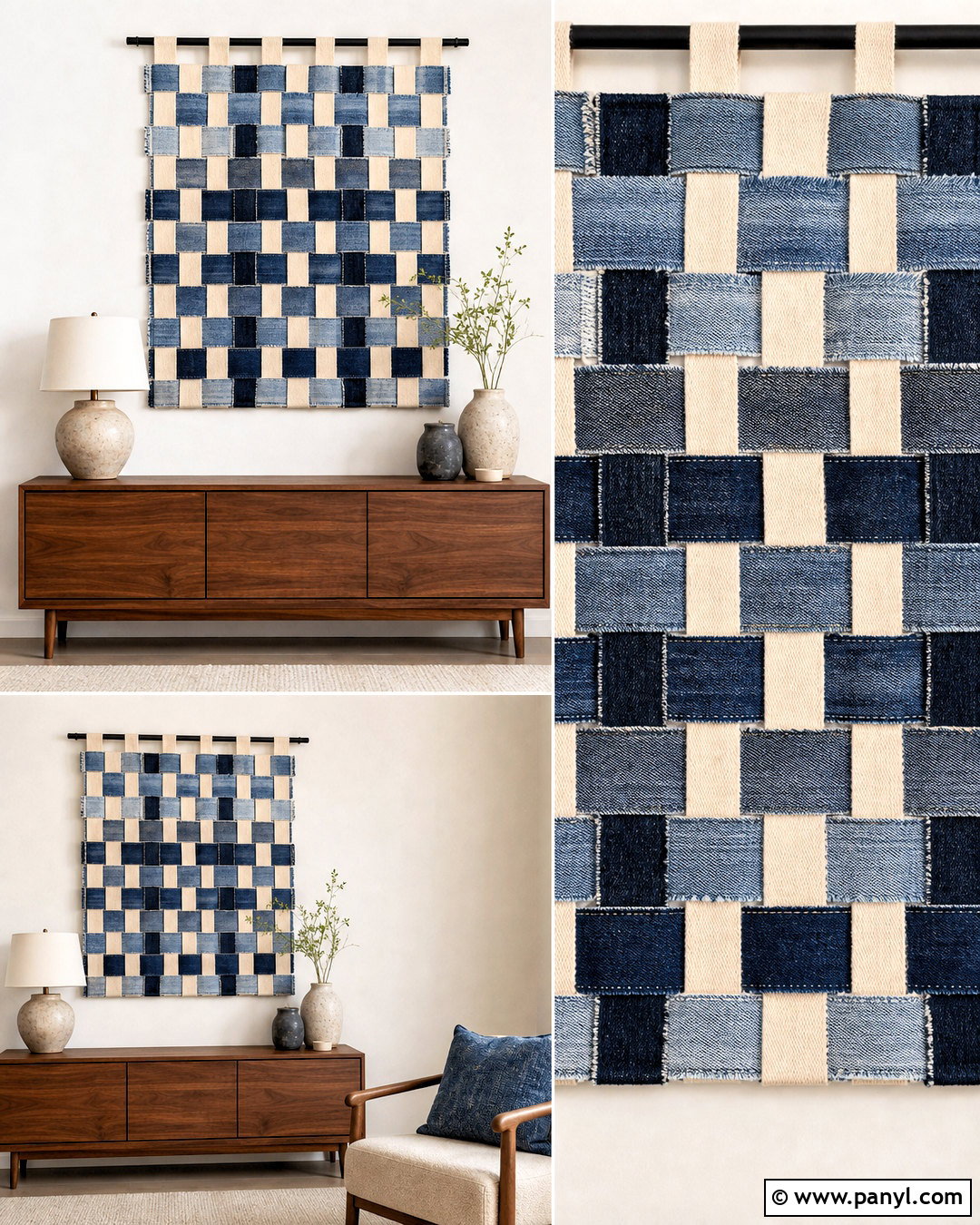 Woven Denim Strip Wall Hanging - 20 jean wall ideas