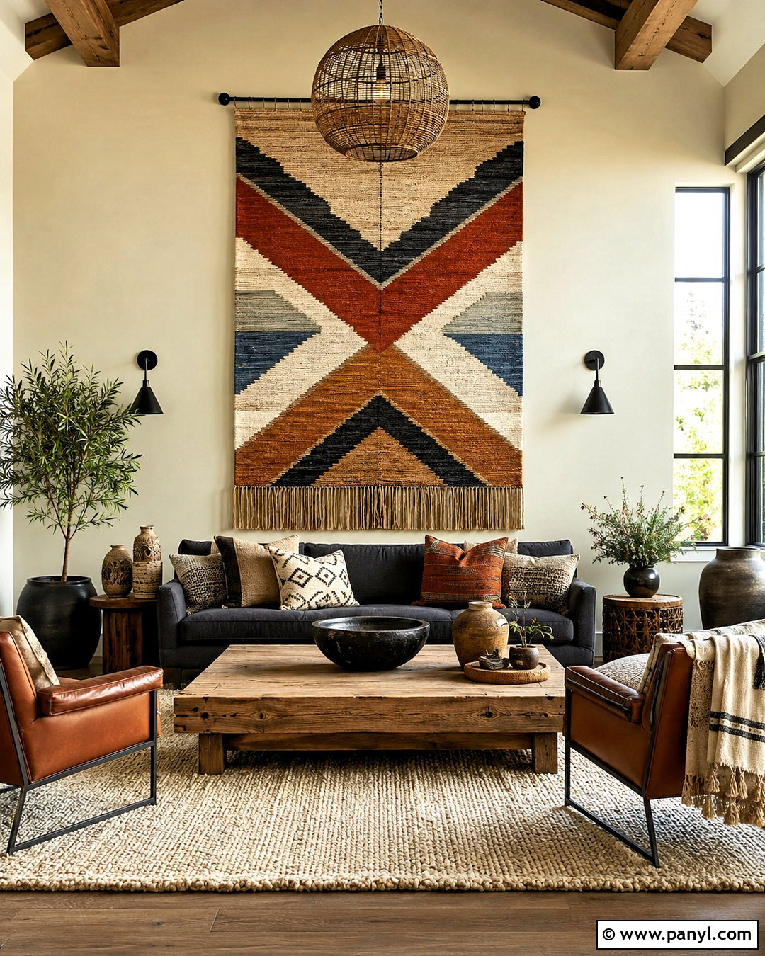 Woven Textile Accent Wall - 35 tall accent wall high ceilings