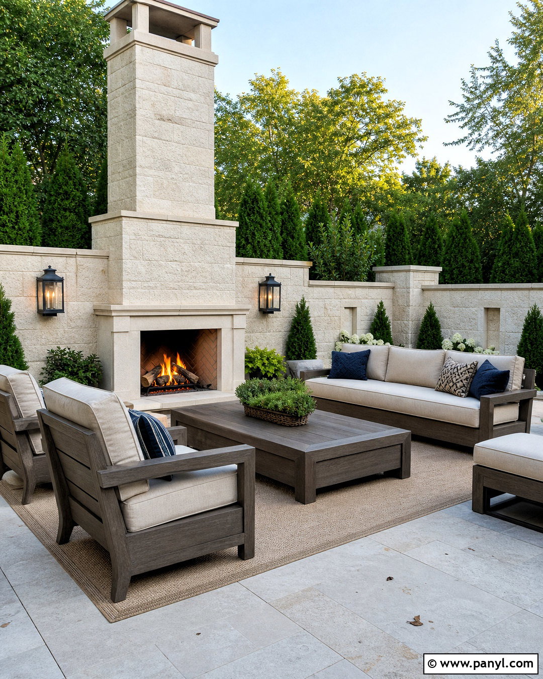 Yard Wall With Outdoor Fireplace - 20 yard wall design ideas
