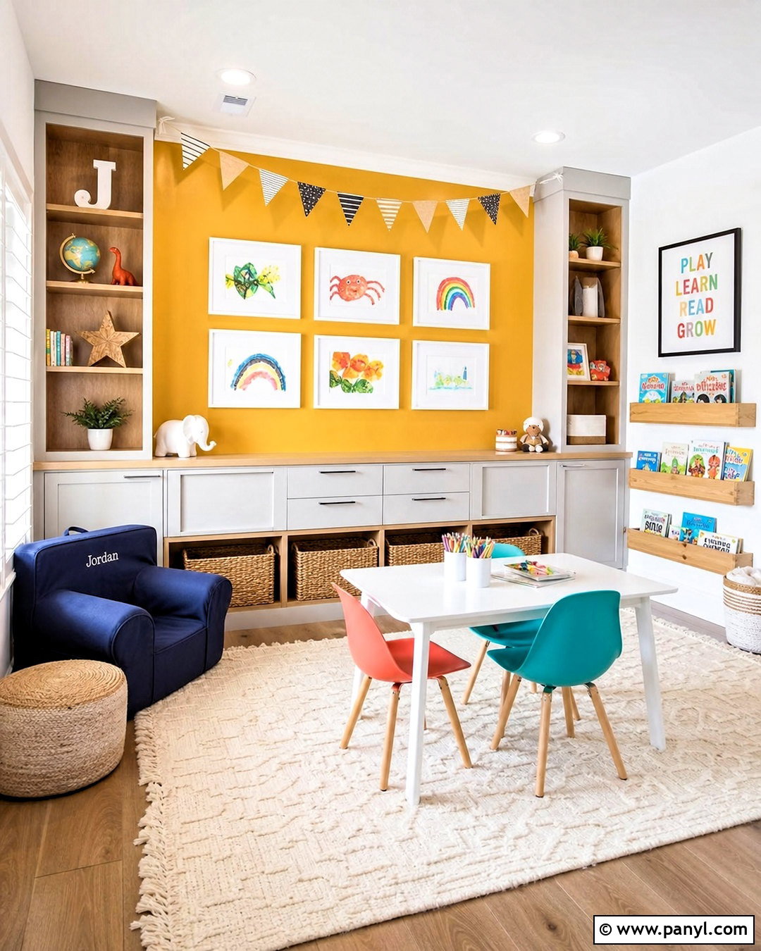Yellow Accent Playroom - 20 kids playroom paint ideas