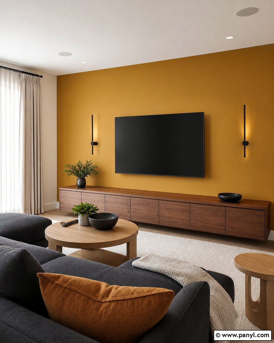 Yellow Accent Wall Behind TV - 20 Contemporary Yellow Accent Wall Ideas
