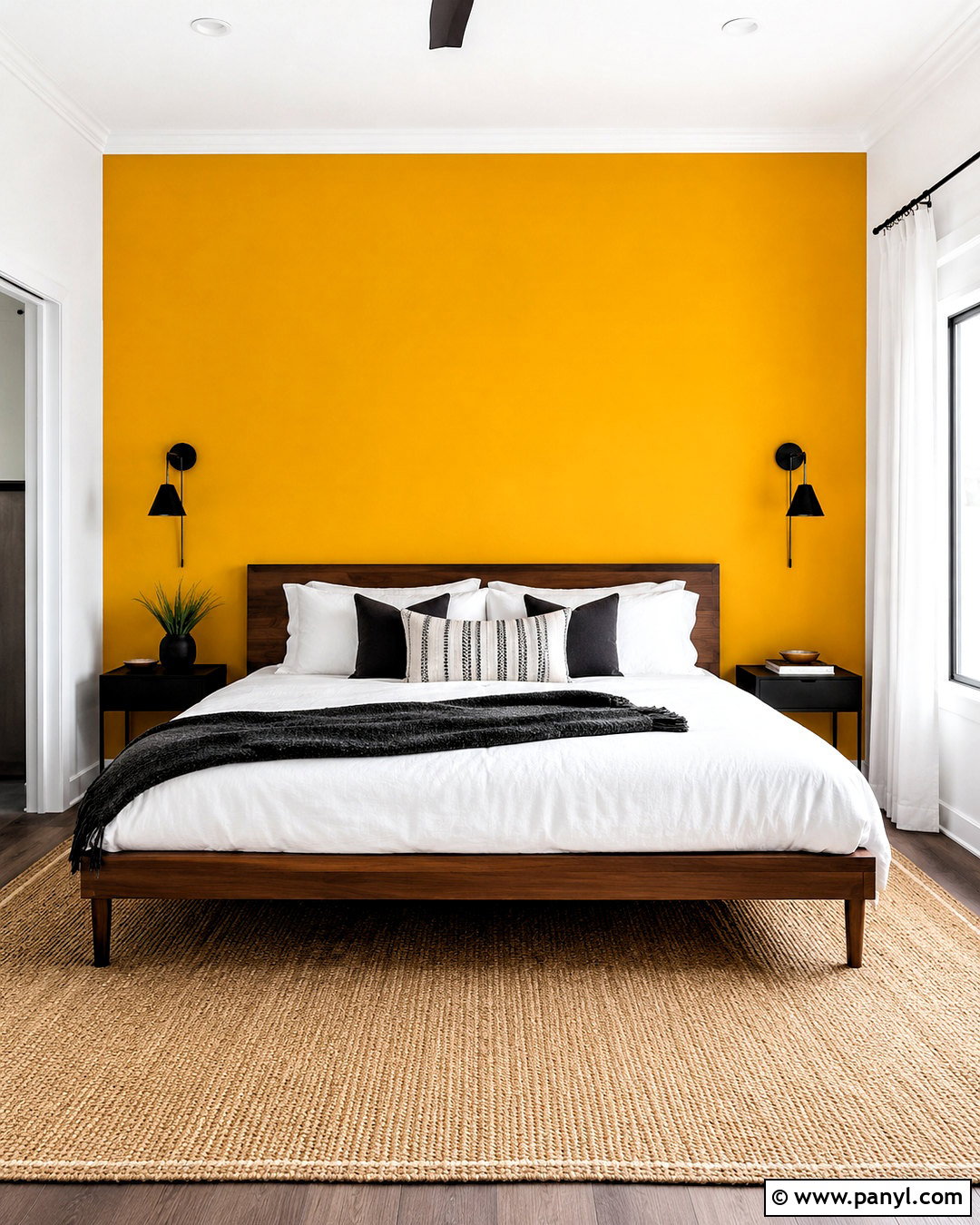 Yellow Accent Wall Behind The Bed - 35 yellow painted walls
