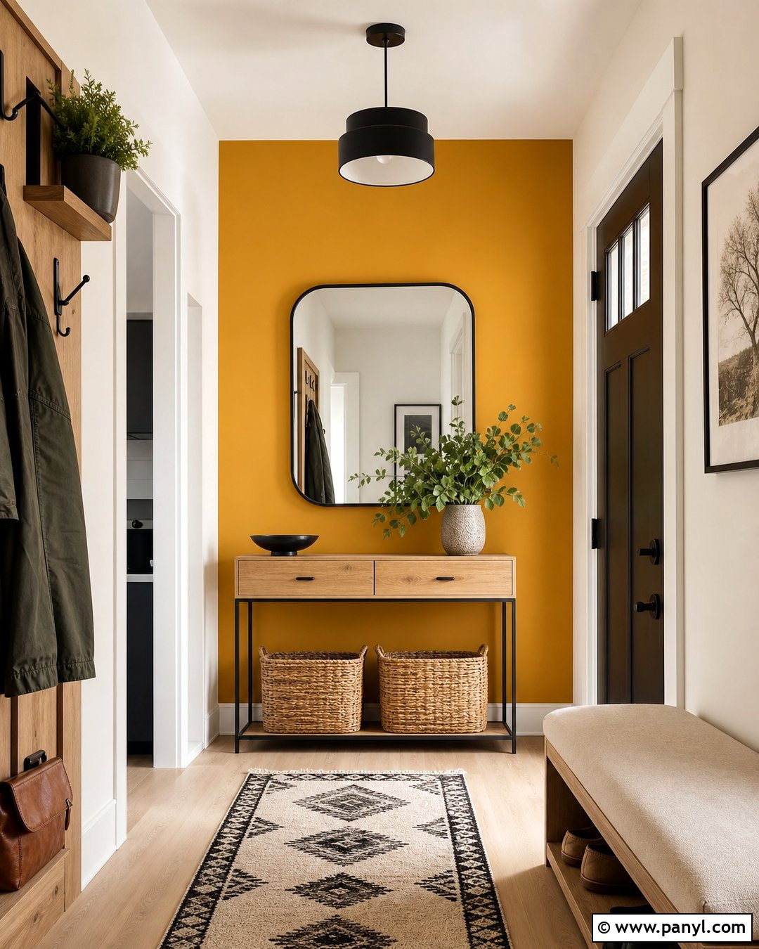 Yellow Accent Wall Entryway - 20 Contemporary Yellow Accent Wall Ideas