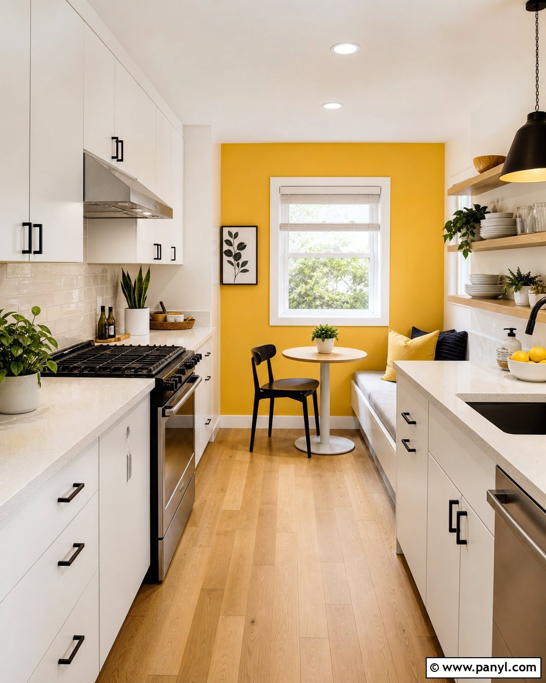 Yellow Accent Wall In A Small Kitchen - 30 Kitchen Yellow Walls