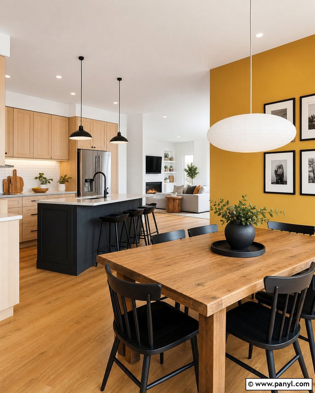 Yellow Accent Wall In An Open Kitchen - 20 Modern Kitchen With Yellow Accent Wall Ideas
