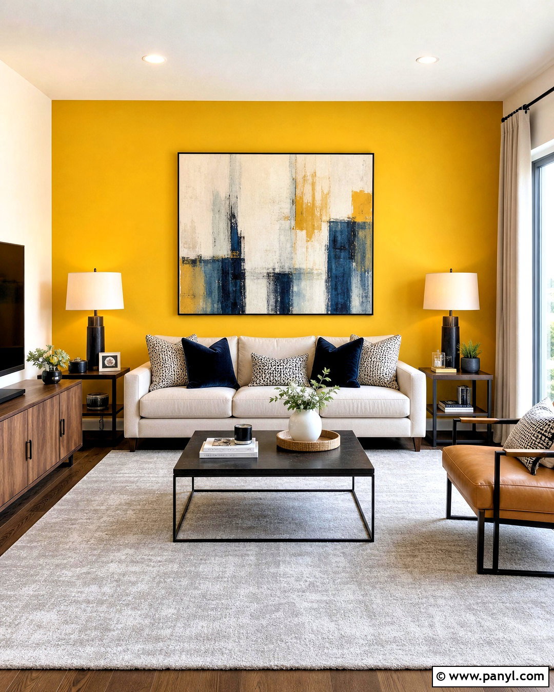 Yellow Accent Wall Living Room - 20 yellow wall living room ideas