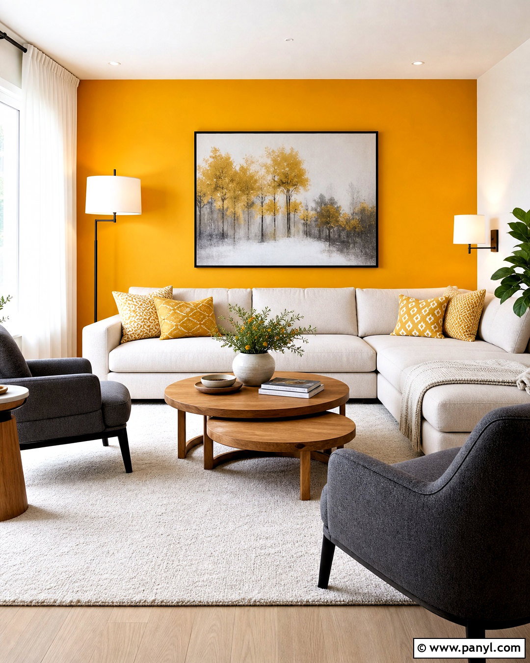 Yellow Accent Wall Living Room - 20 yellow interior design living room ideas