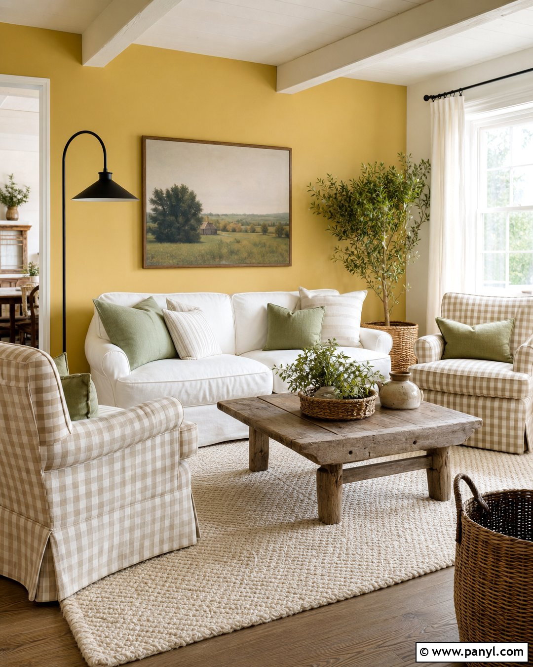 Yellow Accent Wall With Farmhouse Decor - 25 Yellow Accent Wall Living Room Ideas