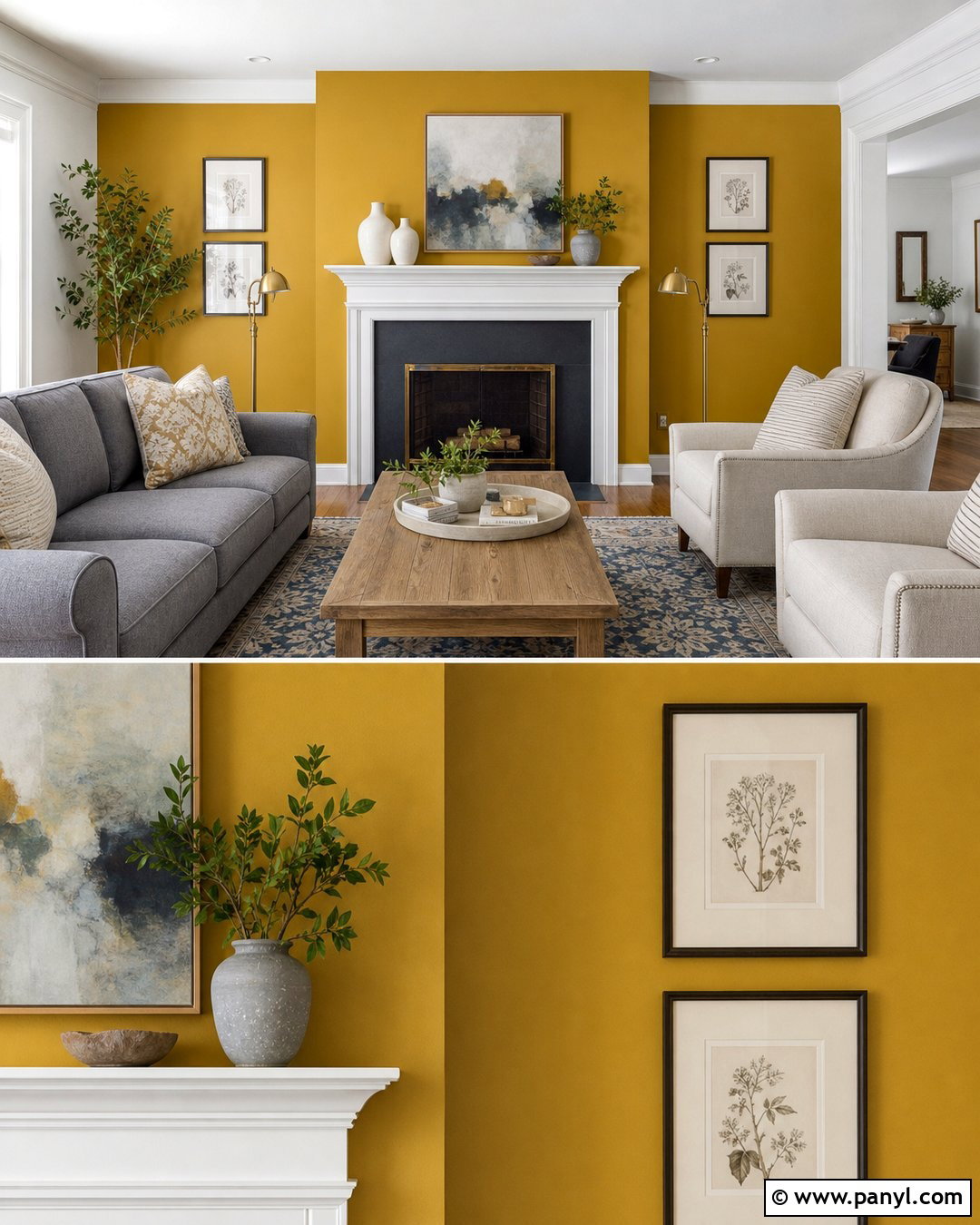 Yellow Accent Wall With Fireplace - 25 Yellow Accent Wall Living Room Ideas