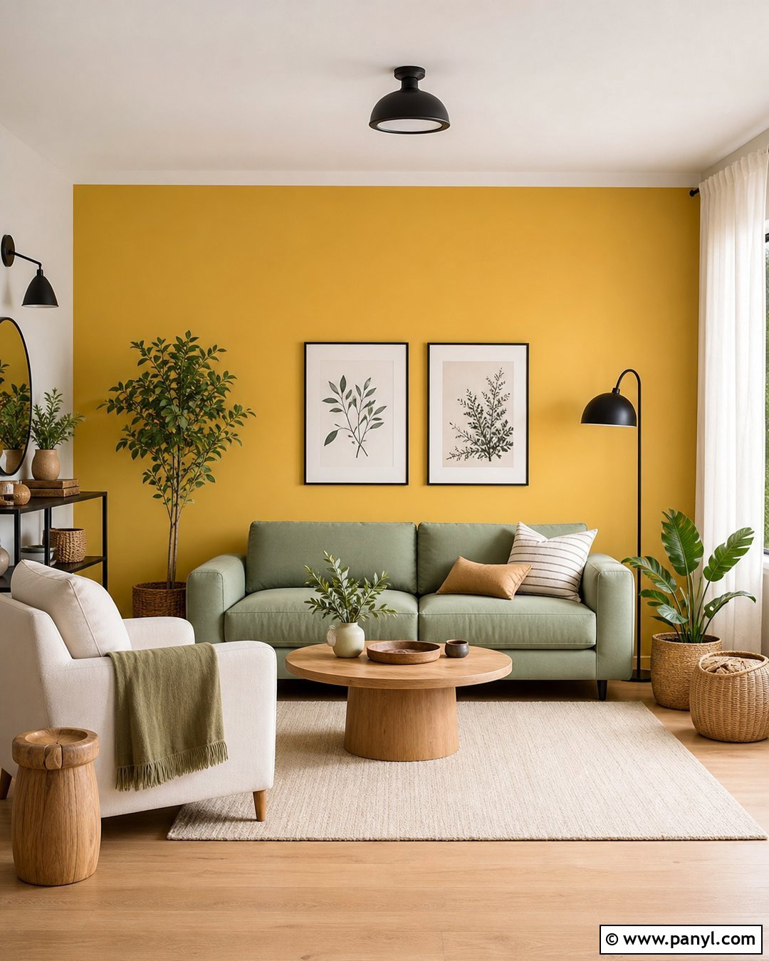 Yellow Accent Wall With Sage Green - 20 Empty Room With Yellow Accent Wall Ideas