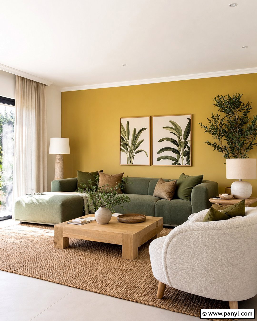 Yellow Accent Wall With Sage Green - 20 Contemporary Yellow Accent Wall Ideas